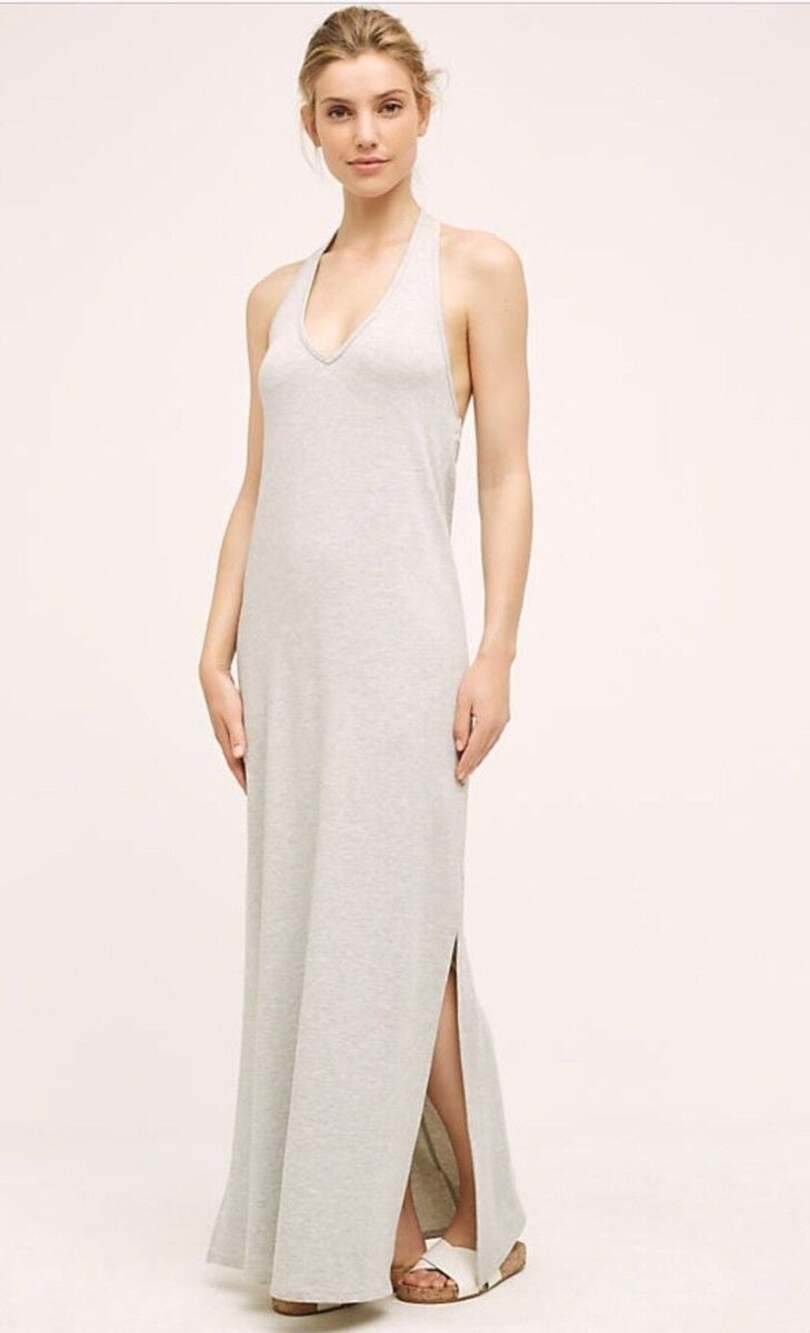 Saturday/Sunday Anthropologie Gray Halter Maxi Dress Size Large